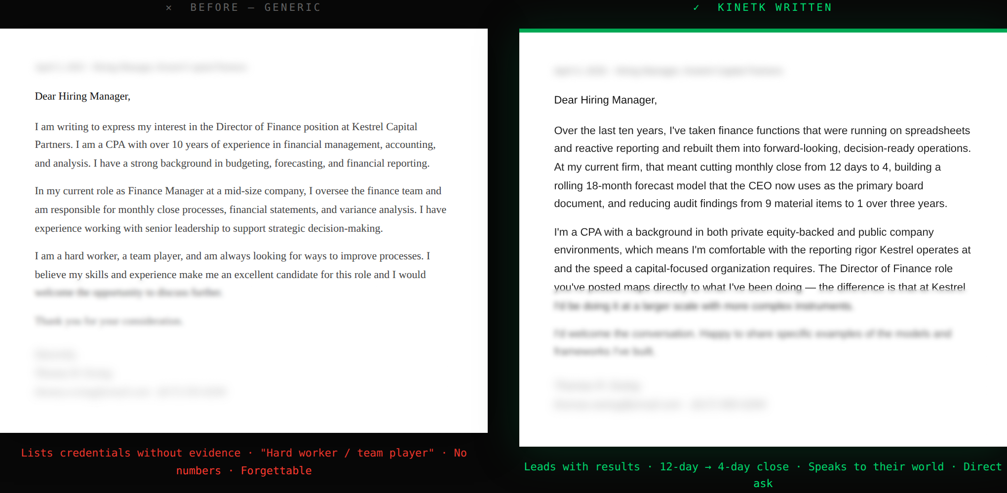 KINETK Cover Letter Sample